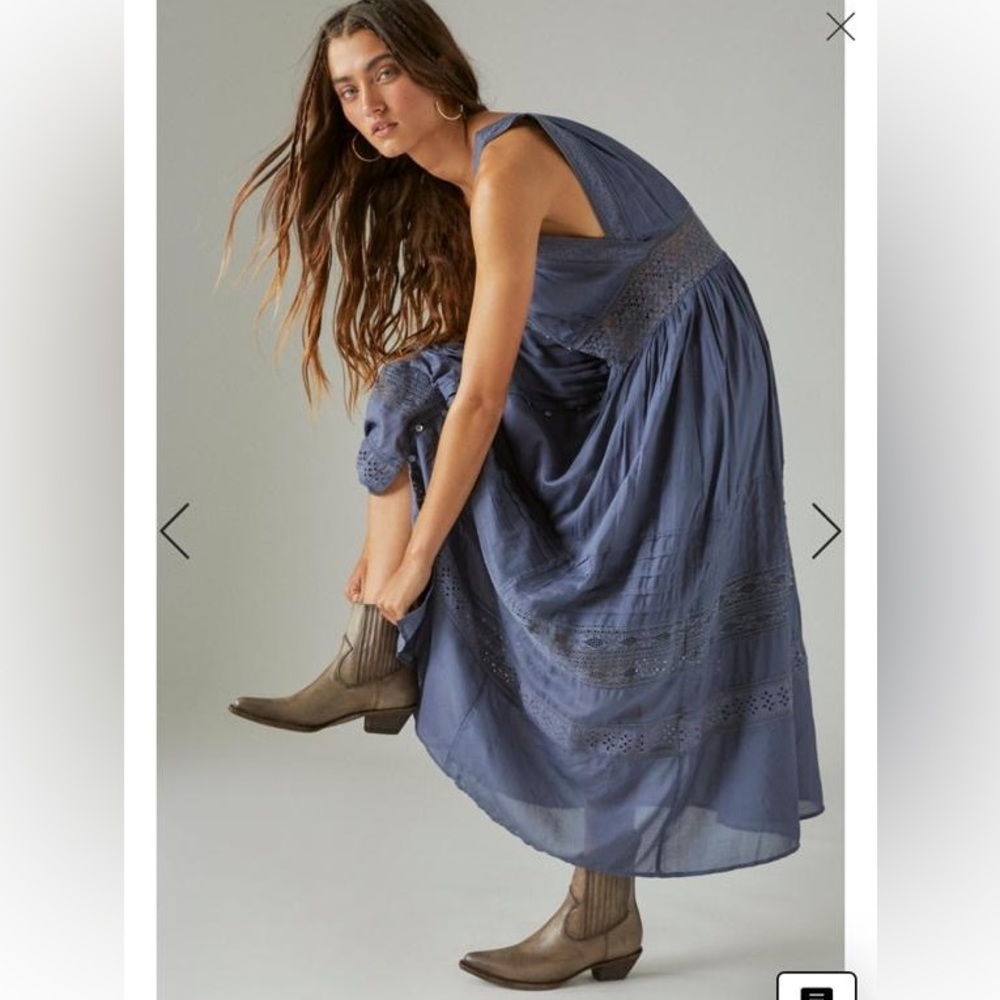 Lucky Brand Lace V neck Maxi Dress